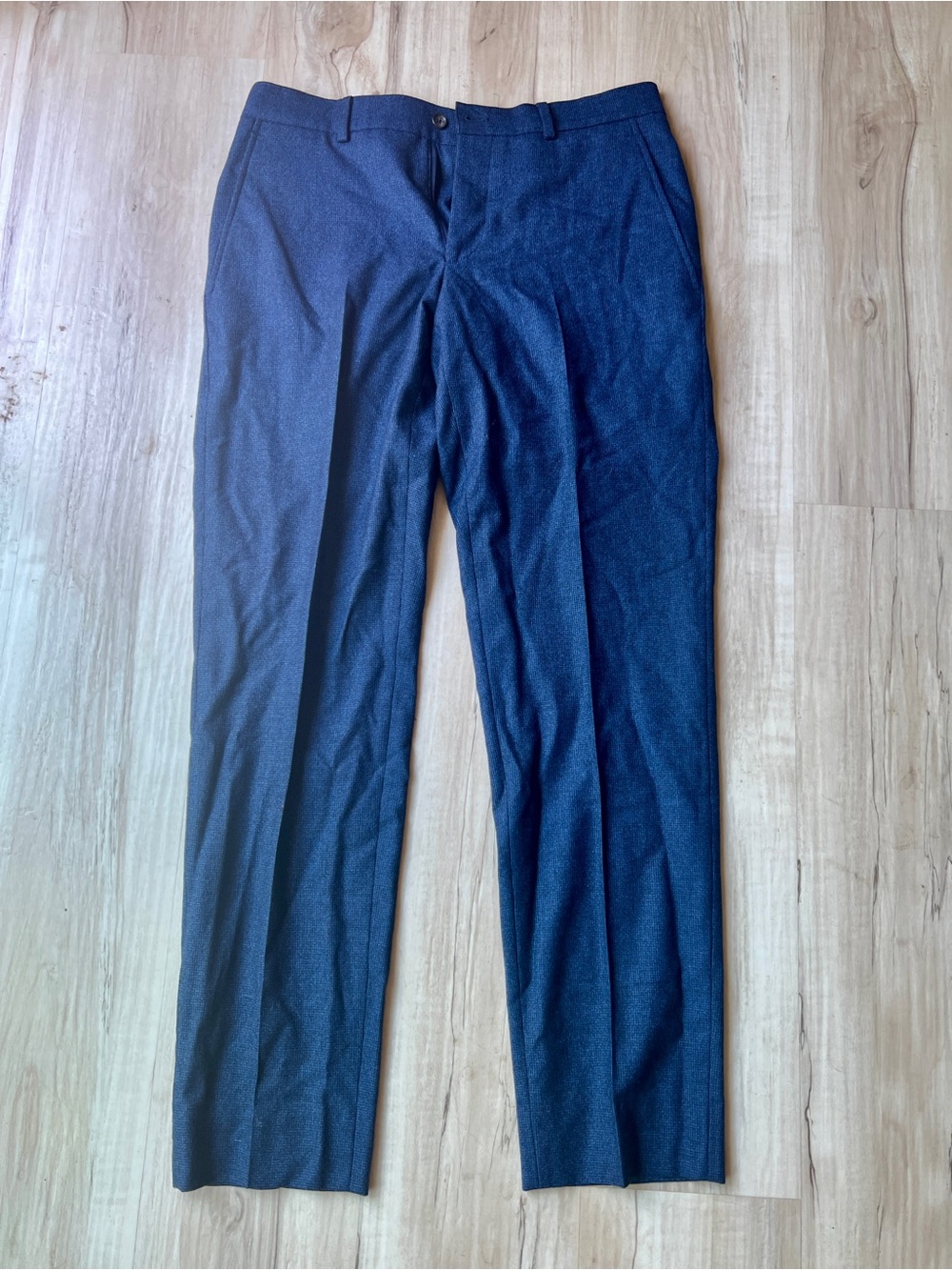 Jack Victor "Jordan" Blue Wool Stretch Dress Pants - 34R - Made in Canada